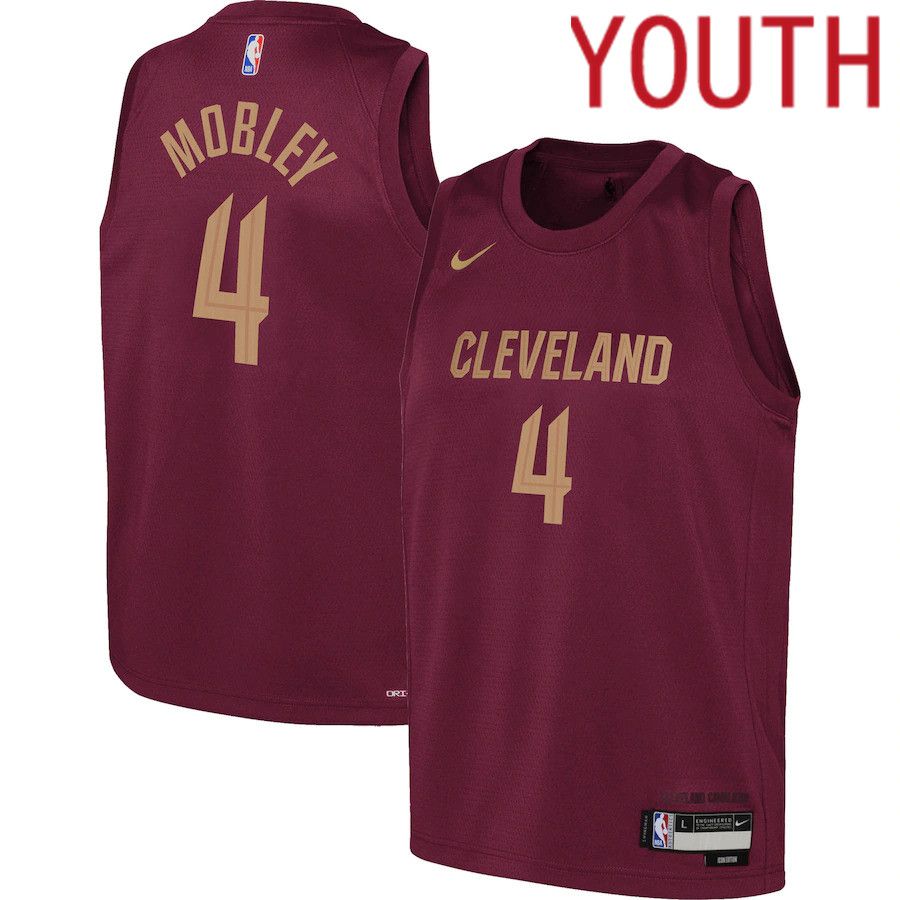 Youth Cleveland Cavaliers #4 Evan Mobley Nike Wine Icon Edition 2022-23 Swingman NBA Jersey->youth nba jersey->Youth Jersey